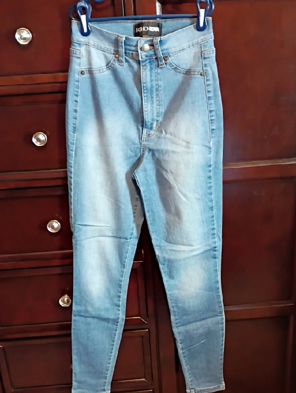 Fashion Nova Flex Game Strong Super High Rise Skinny Jeans — Light Blue Wash